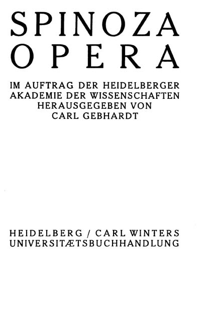 Spinoza, De intellectus emendatione
