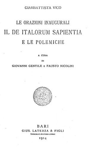 Vico, Orazioni inaugurali