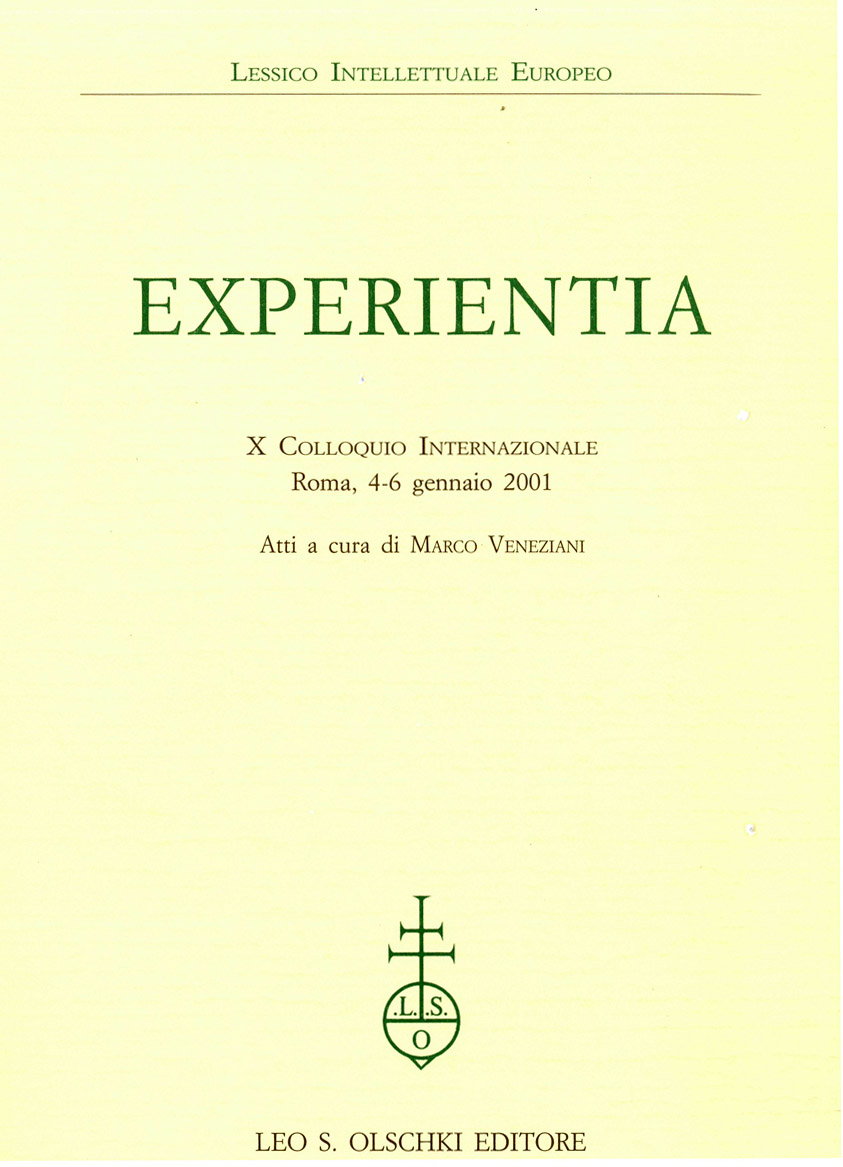 Experientia - copertina volume