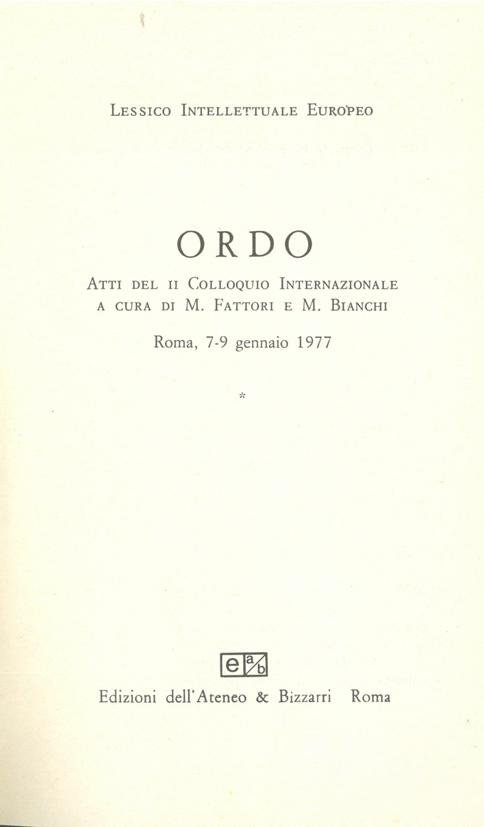 Ordo - copertina volume