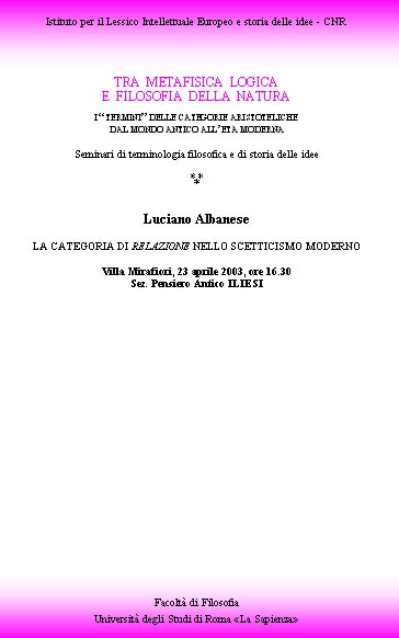 Locandina seminario Albanese