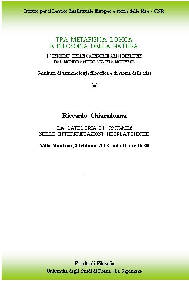 Locandina seminario Chiaradonna